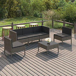 Maison Chic Salon de jardin 6 pcs + coussins - Mobilier/Meubles de jardin - Table et chaises d'extérieur Résine tressée Gris -MN97010