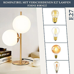 NETTLIFE Lampe de Table Salon Lampe de Chevet Moderne - Lampe de Table Industrielle Or 2 Ampoules avec Interrupteur Design Métal en Verre Blanc Lampe de Chevet Laiton E27 pas cher