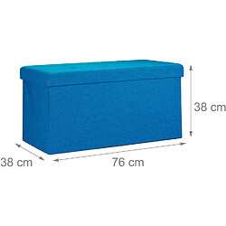 Helloshop26 Tabouret banquette pouf de rangement pliant coffre repose-pieds 76 cm lin bleu 13_0002337_2