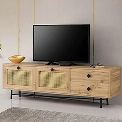 Hanah Home Meuble TV en aggloméré et cannage Hapsiyas.