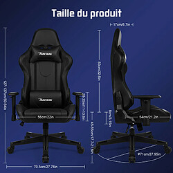 Lexzurn Chaise Gaming Inclinable 165° Accoudoirs et Hauteur Réglables Fauteuil Gaming Ergonomique Noir pas cher