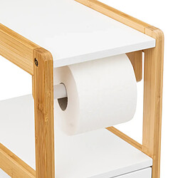 Avis Pegane Dérouleur papier toilette avec réserve en panneau de particules coloris blanc/naturel - Longueur 33 x Profondeur 20 x Hauteur 80 cm