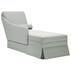 vidaXL Fauteuil long et traversin accoudoir droit gris clair velours