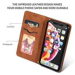 Wewoo Housse Coque Etui en cuir avec rabat horizontal magnétique Business Skin Feel pour iPhone XR Marron