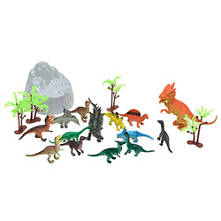 Lot de 19pcs Dinosaure Jurassique Arbre Rocaille en Plastique Jouets Enfants Décorations Maison Bureau