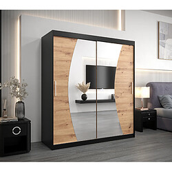 Abiks Meble Armoire Wave à portes coulissantes 200/180/62 2 portes (noir/artisan)