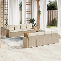 Maison Chic Salon de jardin avec coussins 9 pcs | Ensemble de Table et chaises | Mobilier d'Extérieur beige résine tressée -GKD12464