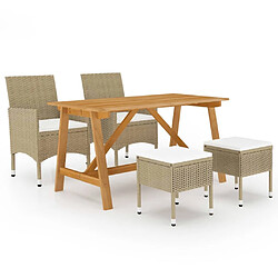 Maison Chic Ensemble de salle à manger de jardin 5 pcs,Table et chaises d'extérieur Beige -GKD811692