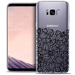 Caseink Coque Housse Etui Samsung Galaxy S8+/ Plus (G955) [Crystal Gel HD Collection Spring Design Bas dentelle Noir - Souple - Ultra Fin - Imprimé en France]