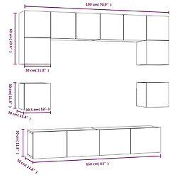 vidaXL Ensemble de meubles TV 8 pcs Blanc brillant Bois d'ingénierie pas cher