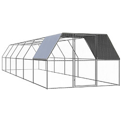 vidaXL Poulailler d'extérieur 3x12x2 m Acier galvanisé