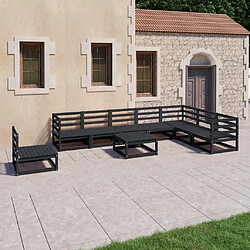 vidaXL Salon de jardin 9 pcs noir bois de pin massif