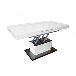 Avis Inside 75 Table basse relevable extensible SETUP blanc brillant socle acier brossé