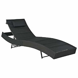 Maison Chic Chaise longue Jardin| Bain de soleil Relax | Transat Résine tressée et textilène Noir -GKD56722