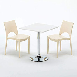 Avis Grand Soleil Table Carrèe Blanc + 2 Chaises Colorées