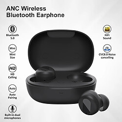 GUPBOO Casque sans fil ANC à suppression de bruit Bluetooth 5.1 Casque IPX5 Casque de sport étanche Casque avec micro Appel HD