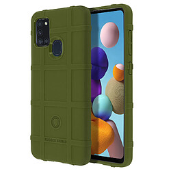 Avizar Coque Galaxy A21s Motif Carreaux Relief Souple Renforcé Anti-trace Vert kaki