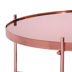 Avis WOMO-DESIGN Table d'appoint ronde plateau en verre cadre en métal cuivre Ø 75 cm