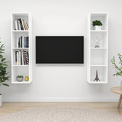 vidaXL Meubles TV muraux 2 pcs Blanc Bois d'ingénierie