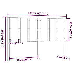 vidaXL Tête de lit Marron miel 155,5x4x100 cm Bois massif de pin pas cher