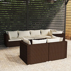 Maison Chic Salon de jardin 7 pcs + coussins - Mobilier/Meubles de jardin - Table et chaises d'extérieur Marron Résine tressée -MN27702