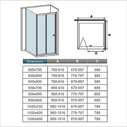 Cabine de douche 80x90x185cm porte de douche pliante en verre securitavec une paroi de douche de 90cm pas cher