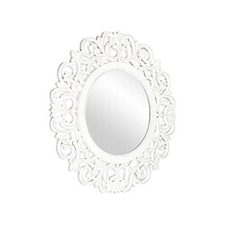 The Home Deco Factory Miroir rond en bois sculpté blanc 60 cm.