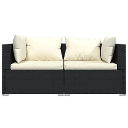 Acheter Maison Chic Salon de jardin 3 pcs + coussins - Mobilier/Meubles de jardin - Table et chaises d'extérieur Noir Résine tressée -MN27127