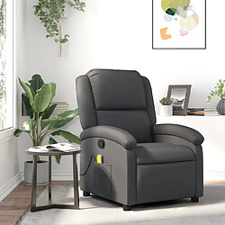 vidaXL Fauteuil de massage inclinable gris cuir véritable