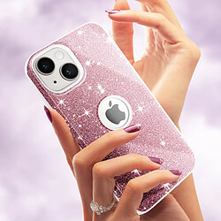 Avizar Coque pour iPhone 14 Paillette Glitter Silicone Semi rigide Rose pas cher