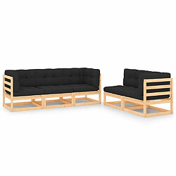 Maison Chic Salon de jardin 5 pcs + coussins - Mobilier/Meubles de jardin - Table et chaises d'extérieur Bois de pin massif -MN35572