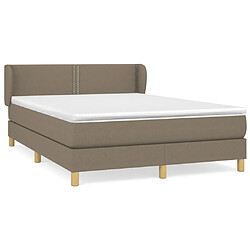 vidaXL Sommier à lattes de lit avec matelas Taupe 140x200 cm Tissu