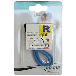 Câble de raccordement SATA rond, plié à droite, InLine®, bleu, avec languette, 0,3m