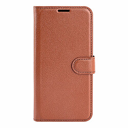 Etui en PU texture litchi, fermoir magnétique, anti-rayures avec support marron pour votre Samsung Galaxy A53 5G