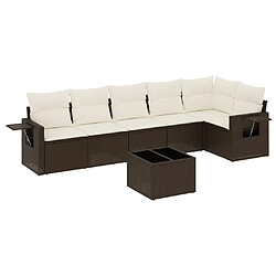 vidaXL Salon de jardin avec coussins 7 pcs marron résine tressée