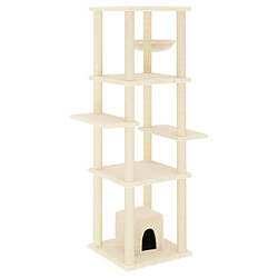 Helloshop26 Arbre à chat meuble tour grimper jouet grattage grattoir escalade plateforme avec griffoirs en sisal 154 cm crème 02_0022488