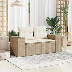 Avis Maison Chic Canapé de jardin avec coussins 2 places | Canapé d'extérieur | Fauteuil,Banquette Jardin beige résine tressée -MN95209