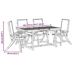 vidaXL Ensemble à manger de jardin 5pcs bois d'acacia solide textilène pas cher