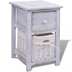 Helloshop26 Table de nuit chevet commode armoire meuble chambre bois blanc 1402136