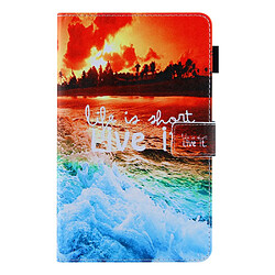 Etui en PU texture croisée avec porte-cartes le coucher du soleil pour votre Samsung Galaxy Tab A8 10.5 2021 SM-X200/X205