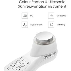 Chrono Instrument de beauté à ultrasons, instrument facial anti-rides, masseur facial à ultrasons à photons LED 7 couleurs, masseur facial à ultrasons(Blanc) pas cher