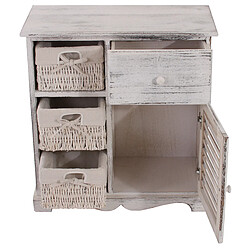 Mendler Commode / table d'appoint / armoire, 3 paniers, 1 tiroir, 60x30x63cm, shabby, vintage ~ blanc