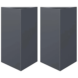 vidaXL Jardinières 2 pcs anthracite triangulaire 50x43x75 cm acier