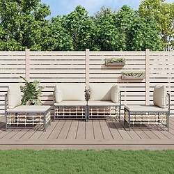 Maison Chic Salon de jardin 4 pcs + coussins - Mobilier/Meubles de jardin - Table et chaises d'extérieur anthracite résine tressée -MN45439