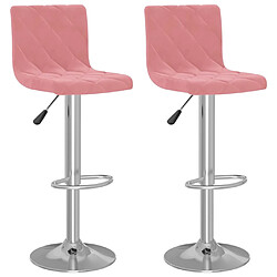 vidaXL Tabourets de bar lot de 2 rose velours