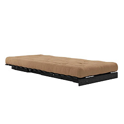 Inside 75 Fauteuil convertible futon ROOTS pin laqué noir matelas 90 x 200 cm coloris moka pas cher