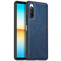 Coque en TPU + PU anti-chute, anti-empreintes digitales, style rétro pour votre Sony Xperia 10 III 5G/10 III Lite - bleu