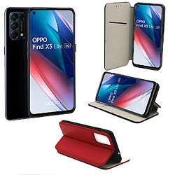 Xeptio Oppo Find X3 LITE 5G Etui Protection Portefeuille rouge à Rabat avec Porte Cartes - Housse Oppo Find X3 LITE 5G Folio Coque Antichoc