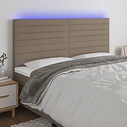 Maison Chic Tête de lit scandinave à LED,meuble de chambre Taupe 200x5x118/128 cm Tissu -MN69431