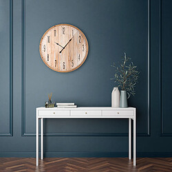 Ecd Germany Horloge murale vintage ronde en bois et verre MDF horloge décorative salon Ø76cm pas cher